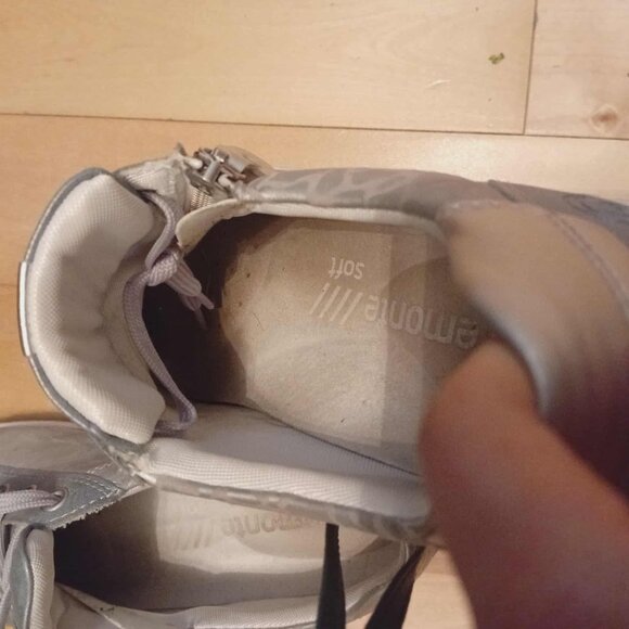 Remonte Grey & Silver Leather Fashion Sneakers | Side Zip | Size 39 - Picture 10 of 13